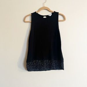 J. Crew Black Faux Layered Tank with Polkadot bottom layer size Small